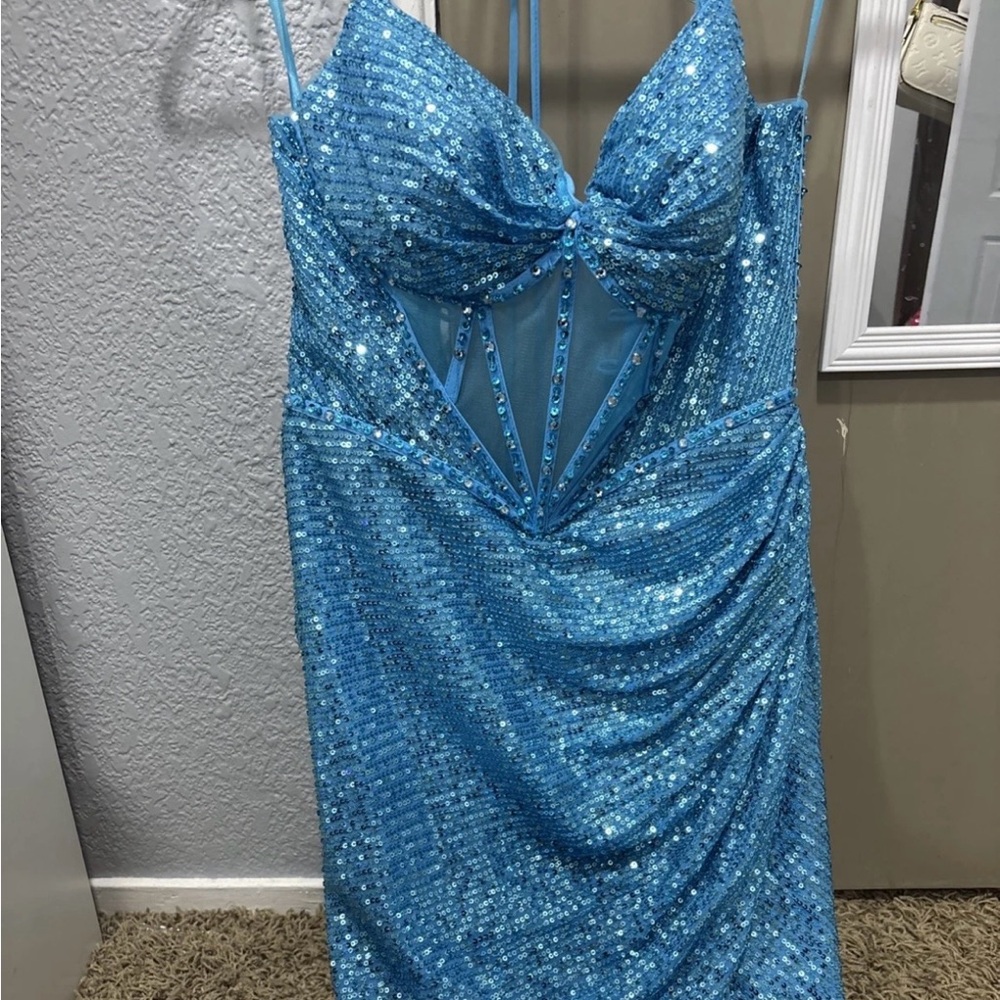 Sparkling Blue Sequin Gown